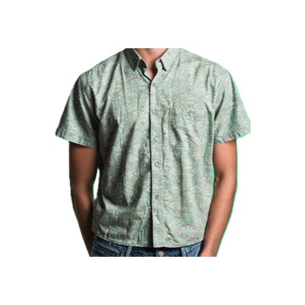 Gitano Shirt Mens Size S Green Paisley Button Up Collar Cotton Relaxed Vintage